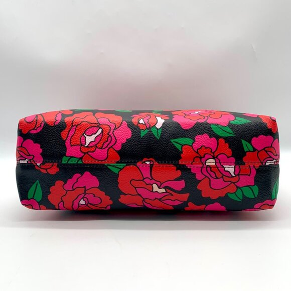 Betsey Johnson Black Floral Printed Large Zip Pouch - Picture 5 of 11